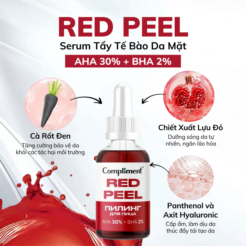 Ảnh Serum Compliment AHA 30% BHA 2%, Tẩy Tế Bào Chết Làm Sạch Sâu, Tái Tạo Da, Giảm Dầu Mụn 27ml 4