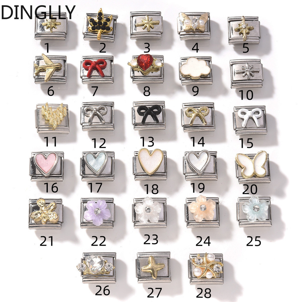 Thép không gỉ Love Bow Ý Mô-đun lắp ráp tháo gỡ Vòng tay Diy Phụ kiện trang sức