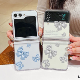 Ốp Điện Thoại Trong Suốt Họa Tiết Nơ Dễ Thương Cho Samsung Galaxy Z Flip 6 Flip 5 Flip 4 5G Full Bản Lề Trong Suốt Cứng PC Gấp Ốp Lưng Samsung Z Flip6 Flip5 Flip4 Flip3