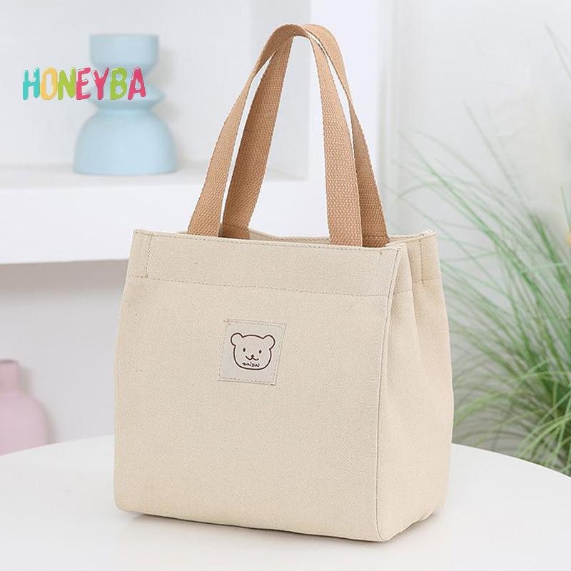 < Honeyba > Túi vải thời trang Túi xách Bento Hộp cơm trưa Túi vải nhỏ cầm tay