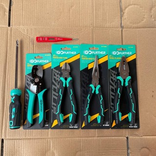 Combo 6 món dụng cụ làm điện bao gồm kìm điện, kìm cắt, kìm nhọn, kìm cắt tuốt, tô vít 2 đầu từ hãng Gofuther