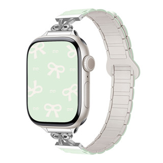 Bow shaped three silicone magnetic strap For Apple Watch Ultra 46/44/40/49/45/41/42/38/45mm iwatch Series Ultra/10/9/8/7/6/5/4/3/2/1