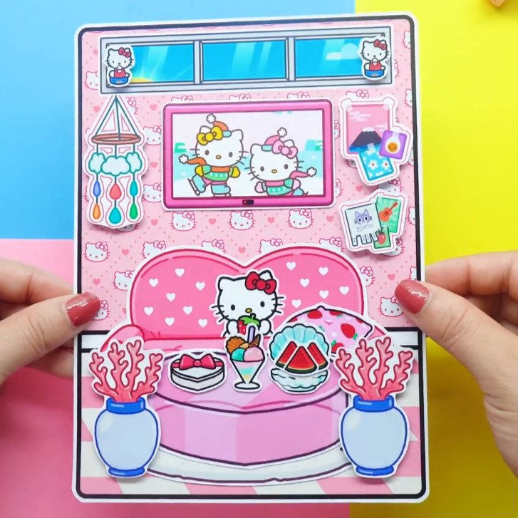 Đồ Chơi Ngôi Nhà Búp Bê Giấy Cắt Thủ Công Hello Kity Toca Life World H19 đồ chơi cho bé gái đồ chơi kuromi cô tiên xanh