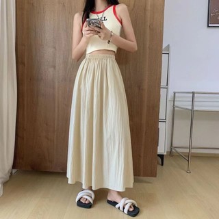 Dây Co Giãn Màu Trơn Đơn Giản Phong Cách Preppy Váy Rời Mùa Hè Mỏng Phong Cách Ôm Hơn Nhìn Phong Cách Mới Lười Nhỏ Tính Khí Over-the-Knee Ple