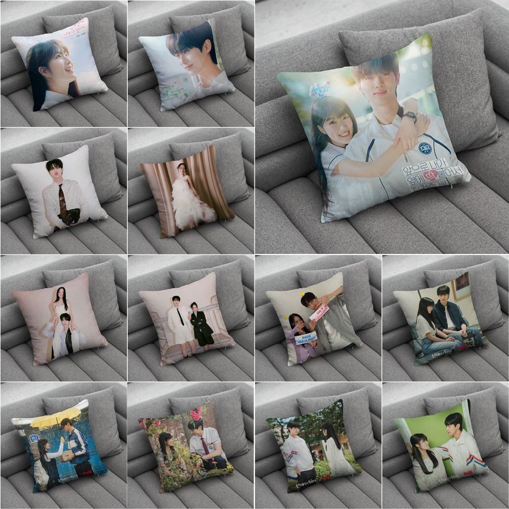 Phim truyền hình Hàn Quốc Lovely Runner Throw Vỏ gối Byeon Woo-Seok & Kim Hye-yoon Vỏ gối in một mặt Phòng khách Sofa Quà tặng ô tô Vỏ đệm Quà tặng trẻ em (Không có lõi)