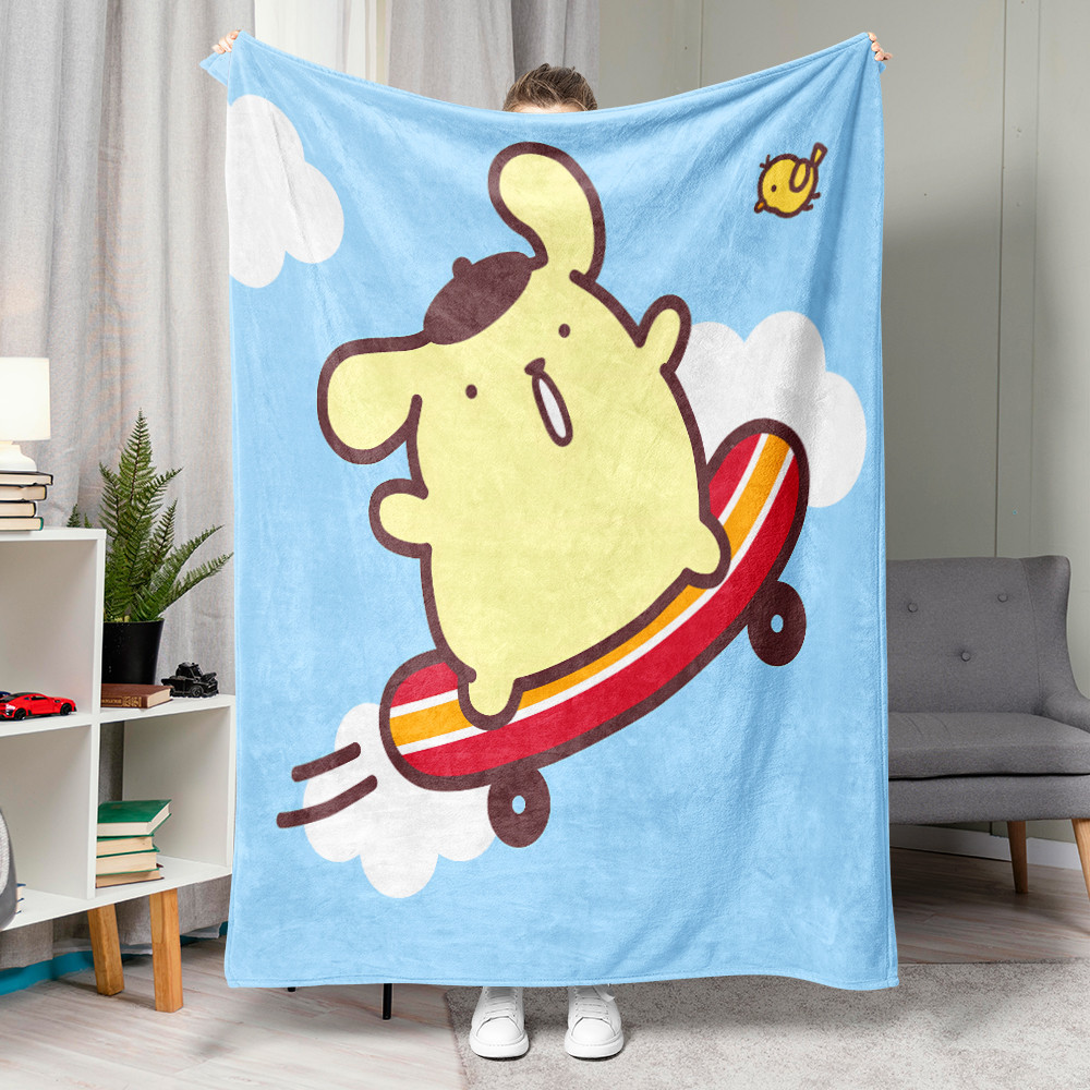 Sanrio Pompompurin Flannel Chăn Một Mặt In Flannel Chăn Điều Hòa Không Khí Chăn Món Quà Tốt Nhất Cho Người