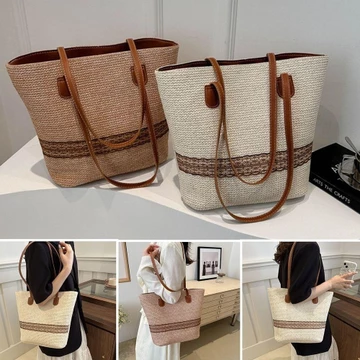 Women's Woven Straw Tote Bag – Large, for the Beach