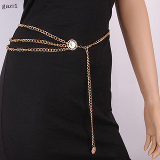 [gazi1] Thắt Lưng Thời Trang Nữ Hông Cao Cấp Vàng Bạc N Dây Kim Loại Chunky Viền Pha Lê Dây Xích Corset Dây Xích Boutique