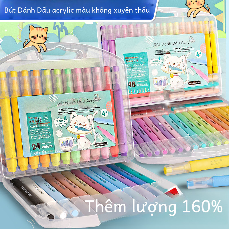 Bút Đánh Dấu Acrylic 48 Màu Macaron Học Sinh Vẽ Không Trong Suốt Sơn ...