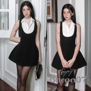 Váy Mini nữ không tay màu sắc tương phản chắp vá Váy chữ A Váy mùa hè cho bữa tiệc câu lạc bộ