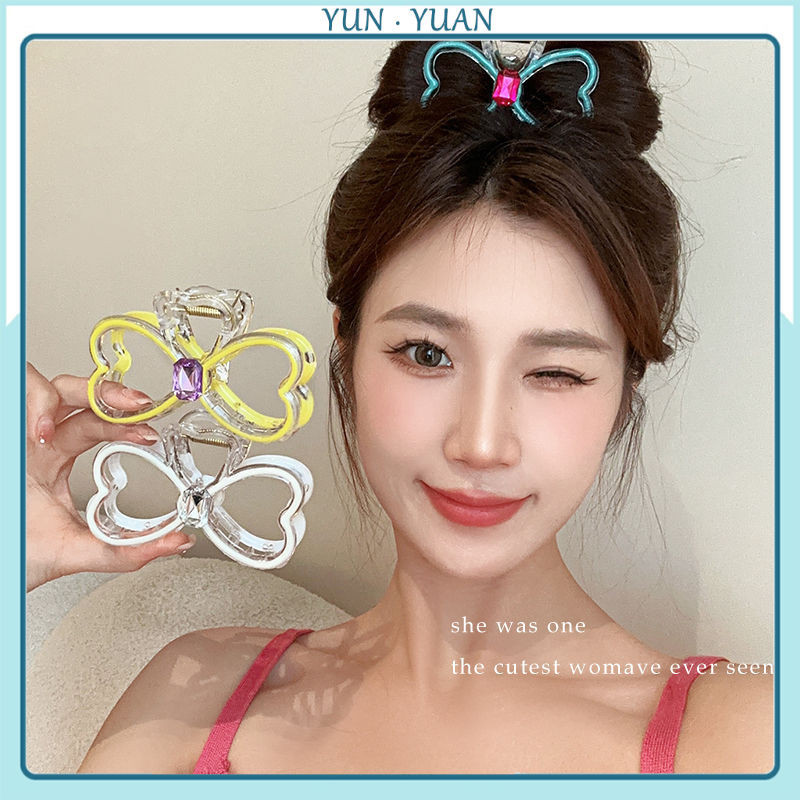 [Yunyuan] Kẹp Tóc Nơ Kim Cương Giả Cho Nữ Nhiều Màu Sắc Jelly Công Chúa Phụ Kiện Tóc Màu Kim Cương Kẹp Nơ Mũ Đội Đầu Kẹp Cá Mập Cực Lớn