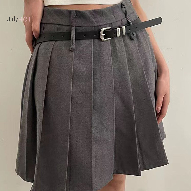 Julyhot Thắt Lưng Mỏng Đơn Giản Thời Trang Cho Nữ Bé Gái Tối Giản Màu Trơn Đa Năng Thắt Lưng Hợp Kim Sáng Tạo Khóa Trang Trí Thắt Lưng Massivedeals