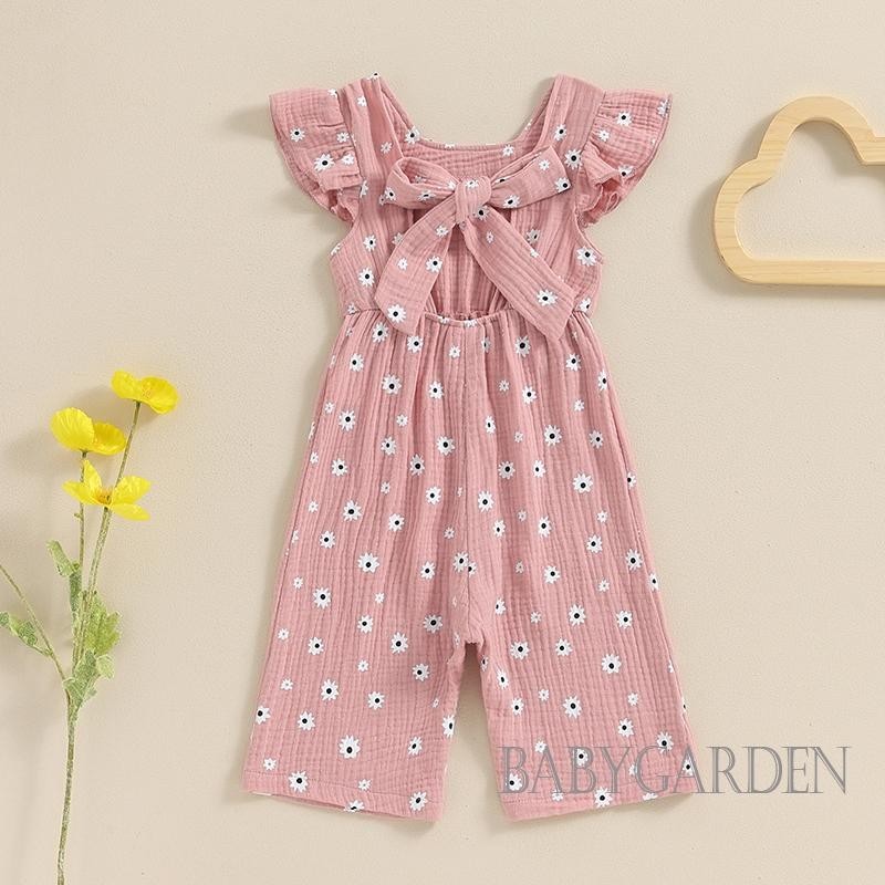 / / -6tháng-4year Bé gái Áo liền quần mùa hè Áo liền quần in hoa thông thường cho trẻ mới biết đi Quần áo dễ thương