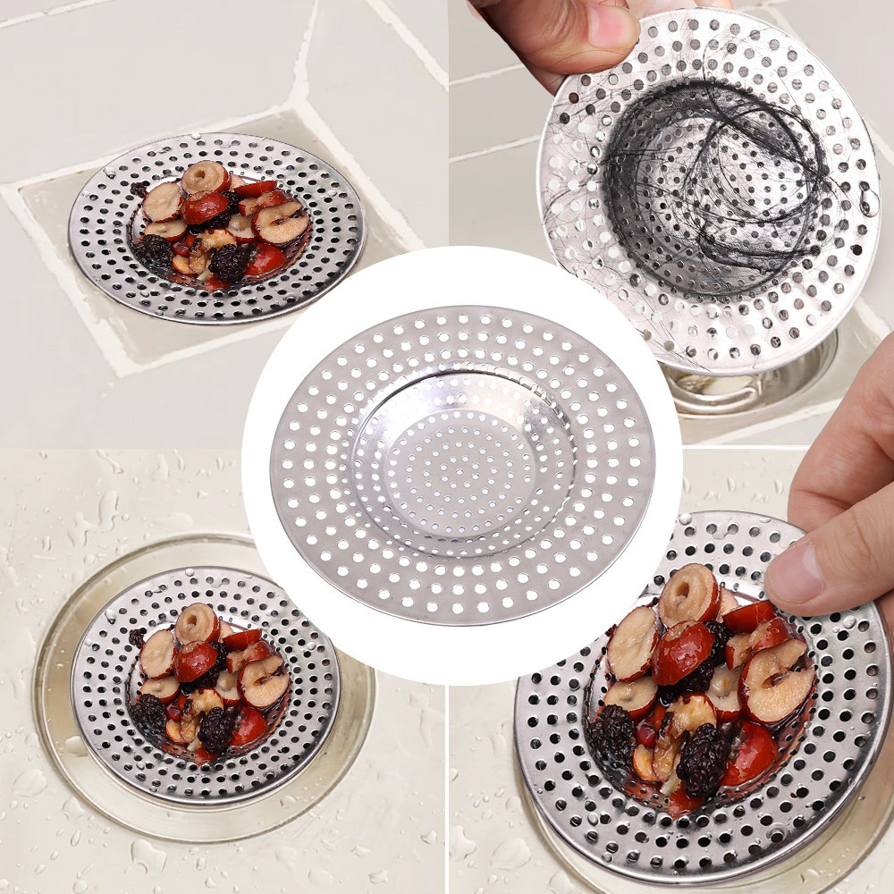 Dụng cụ lọc bồn rửa nhà bếp bằng thép không gỉ - Thoát sàn phòng tắm - Chống tắc nghẽn, Chống côn trùng, Chống mùi hôi - Bộ lọc cống vòi hoa sen lưới tròn - Bẫy tóc thoát nước bồn tắm