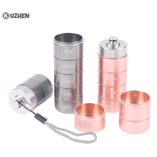 Kuzhen Kín Chống Thấm Nước 7 Ngày Chia Hợp Kim Nhôm Kim Loại Hộp Thuốc Hàng Tuần HOT