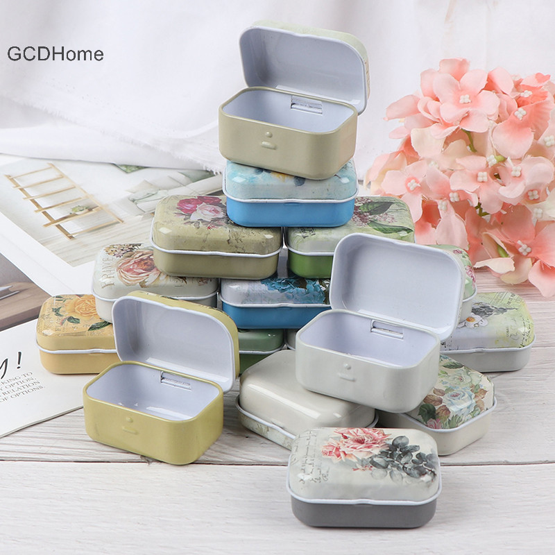 Gcdhome Hoa Tin Nhân Viên Trang Sức Hộp Đựng Đồng Xu Thiếc Nhỏ Hình Chữ Nhật Hộp Bảo Quản HOT