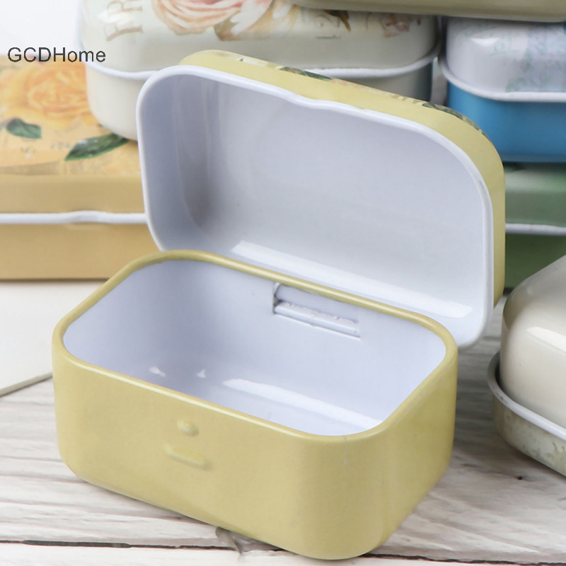 Gcdhome Hoa Tin Nhân Viên Trang Sức Hộp Đựng Đồng Xu Thiếc Nhỏ Hình Chữ Nhật Hộp Bảo Quản HOT