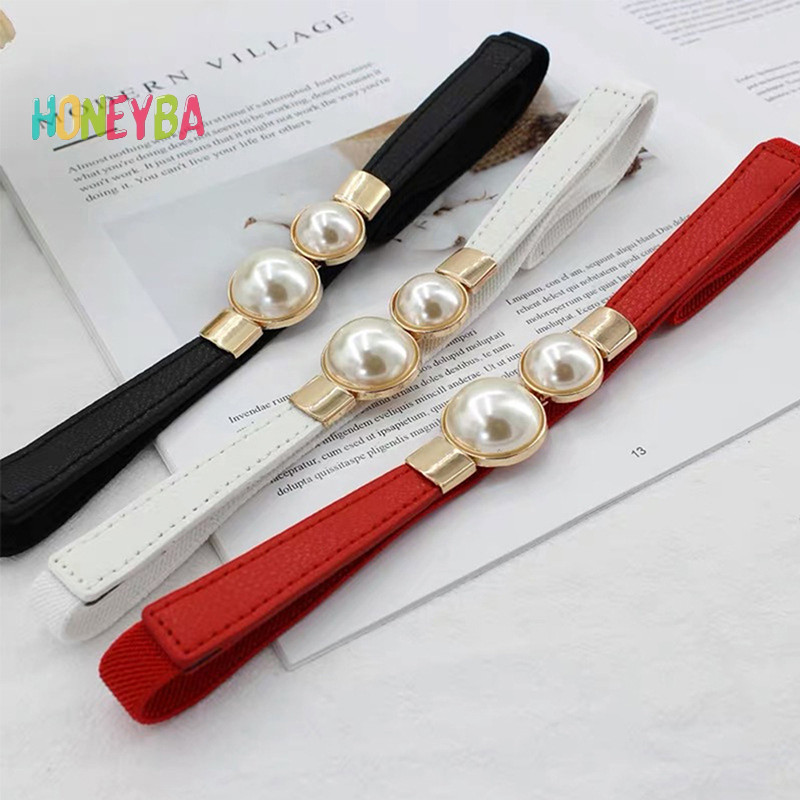< Honeyba > Thắt Lưng Ngọc Trai Da Đầm Váy Eo Co Giãn Mỏng Thắt Lưng Nữ Thắt Lưng Nữ Thắt Lưng Phụ Kiện