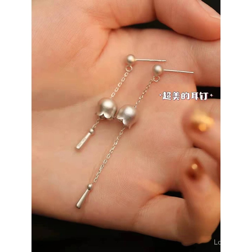 Bông Tai Bạc 925 Kim Đẹp Chuông Gió Nữ Phong Cách Trung Hoa Đồng Hồ Buổi Tính cách bất đối xứng Chuỗi tai