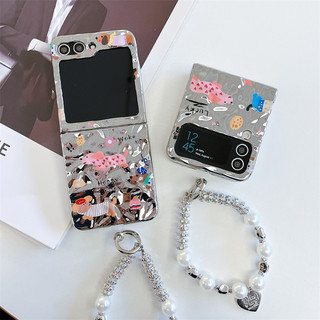 Ốp điện thoại gấp cho Samsung Galaxy Z Flip6 Flip5 Flip4 Flip3 Ốp điện thoại cứng vòng tay chó con gợn nước gợn sóng