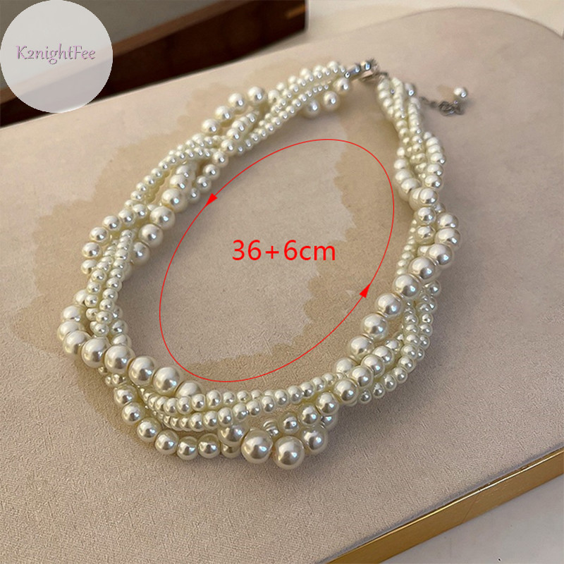K2nightfee Twining Ngọc Trai Vòng Cổ Choker Dành Cho Nữ Hình Học Dây Chuyền Cưới Cô Dâu Trang Sức Phụ Kiện VN