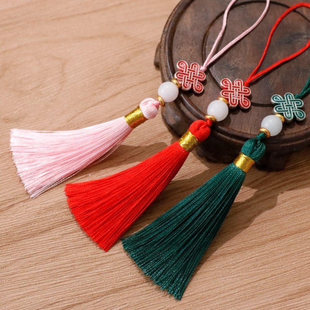 Mặt dây chuyền điện thoại tua rua GETVOW, Mặt dây chuyền tua rua nút thắt thủ công đầy màu sắc Thủ công Trung Quốc Trang trí treo quần áo phong cách Trung Quốc Phụ kiện túi mặt dây chuyền
