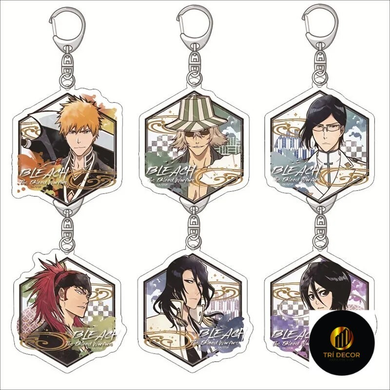Móc khóa Anime BLEACH The Blood Warfare Kurosaki Ichigo Kuchiki Byakuya Aizen Sousuke Phụ kiện trang trí túi xách Balo