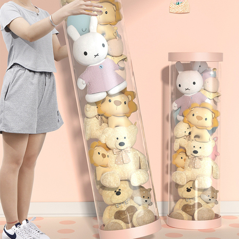 【SKISOPGO】Hộp Đựng Đồ Chơi Thú Nhồi Bông,Xô búp bê trong suốt，Hộp lưu trữ búp bê sang trọng，Thùng trong suốt