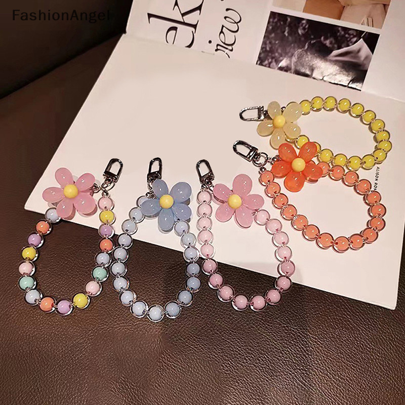 Fashionangel 1Pc Hoa Nhiều Màu Sắc Đính Hạt Điện Thoại Di Động Dây Đeo Quyến Rũ Dây Xích Nữ Cô Gái TH