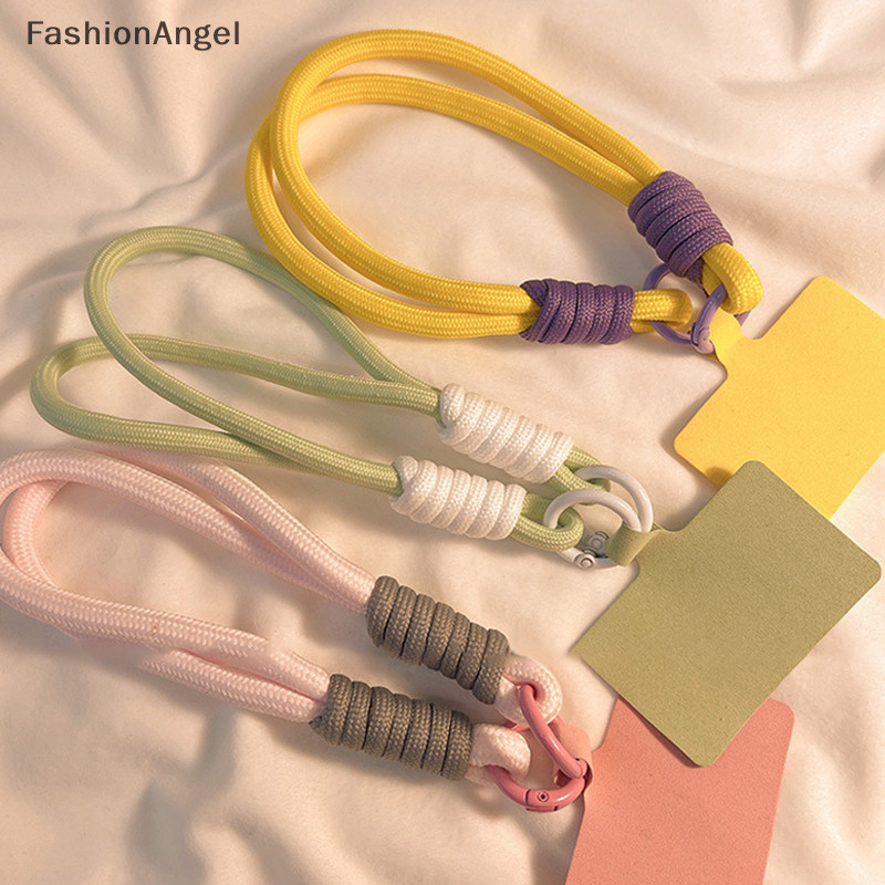 FashionAngel INS Phong Cách Bím Tóc Điện Thoại Di Động Dây Thời Trang Màu Trơn Chống Mất Cổ Tay Ngắn Dây Đeo Mặt Dây Đeo Dây W / Miếng Đệm TH