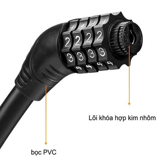 Khóa xe đạp mật khẩu 4 số nhỏ gọn chắc chắn treo yên xe SUNND