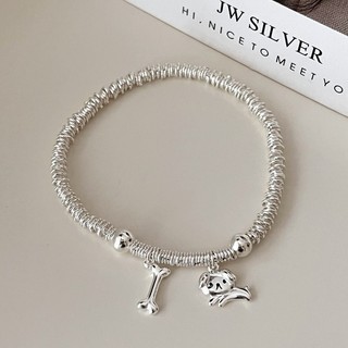 [Thủ công tinh xảo] Vòng tay mèo cá chó S925 Sterling Silver cho phụ nữ, sang trọng nhẹ nhàng, thiết kế niche thanh lịch, trang sức thời trang cao cấp đa năng 2.25 BM4Q
