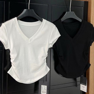 Áo Kiểu Babytee croptop Cổ Tim Rúm Eo Nữ Xinh xắn
