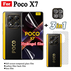 Poco X7 Full Trong Suốt Hydrogel Mềm Phim Bảo Vệ Màn Hình Cho PocoX7 X7 Pro Poco C75 Mặt Trước Flim + Mặt Sau Flim + Ống Kính Máy Ảnh Flim
