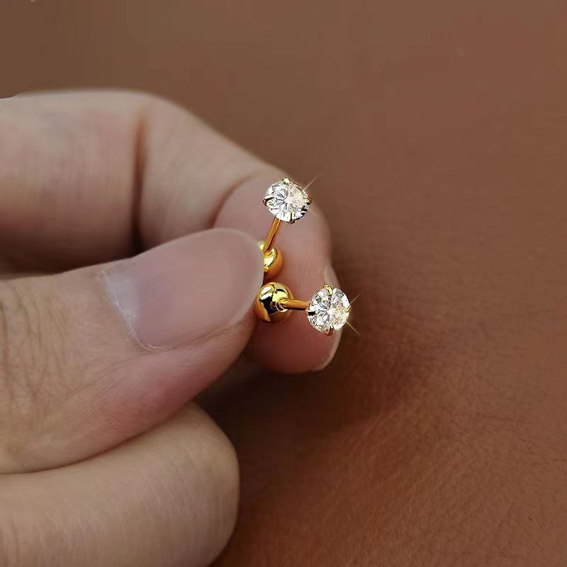 Bông tai nhỏ bằng thép titan đơn giản xuyên tai nữ thời trang phù hợp