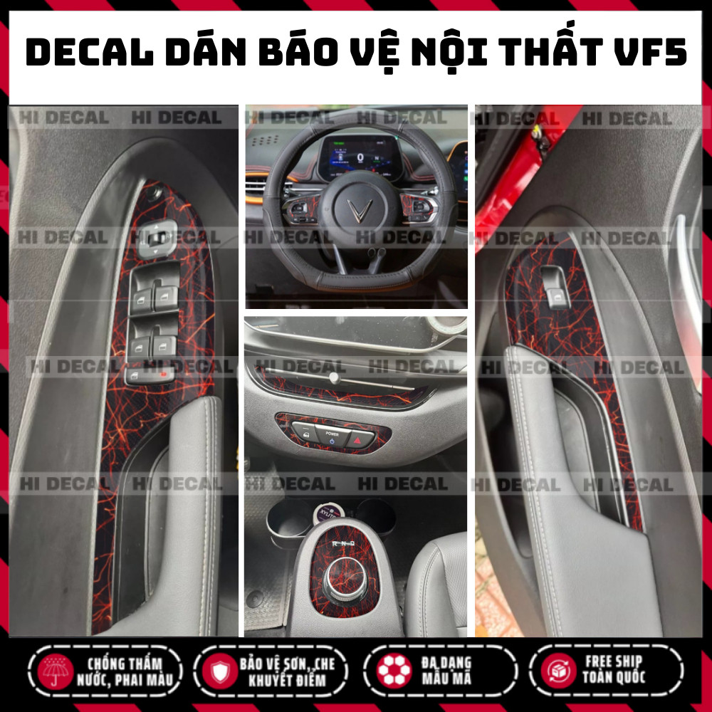 Vinfast VF5 Tem dán nội thất VF5 bảo vệ xe, Decal dán xe trang trí xe bền màu, chống nước