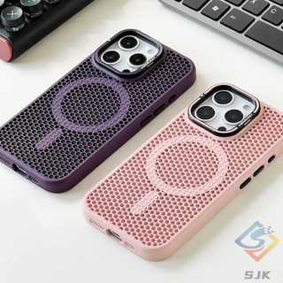 Ốp điện thoại cứng từ tính mờ tản nhiệt thoáng khí tương thích cho iPhone 16 Pro Max 15 14 13 12 Pro Max 15 / 16 Plus có giá đỡ ống kính acrylic chống rơi