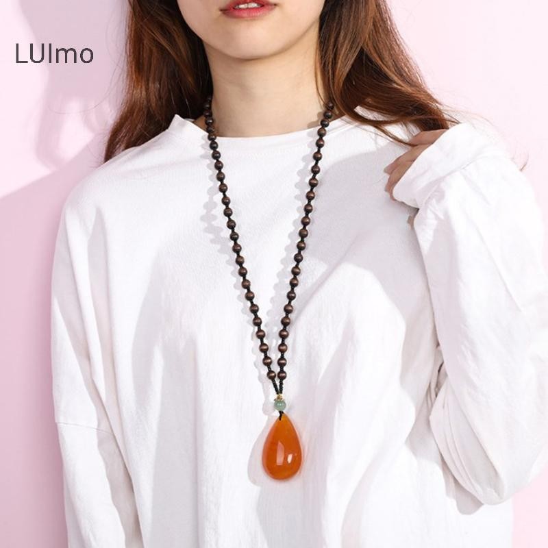 Luimo Vintage Phong Cách Dân Tộc Nữ Cổ Sáp Ong Thả Hạt Choker Áo Len Dài Mặt Dây Chuyền Trang Sức SBS
