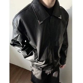 Áo khoác da nam GKSSS Mỹ retro hợp thời trang phong cách trung lập Áo khoác kết cấu vết nứt da PU