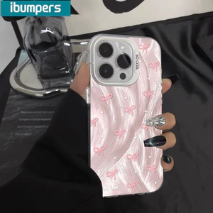 ibumpers Ốp Lưng IPhone Đẹp Hàn Quốc Nơ Họa Tiết Ốp Điện Thoại IMD Cứng Trơn Chống Bẩn Chống Sốc Cho IPhone 16 15 14 12 13 11 Pro Max