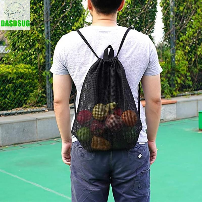 Dasbsug Túi ba lô dây rút lưới hạng nặng Túi thông gió đa chức năng cho phòng tập thể dục bóng đá Thiết bị thể thao Lưu trữ để