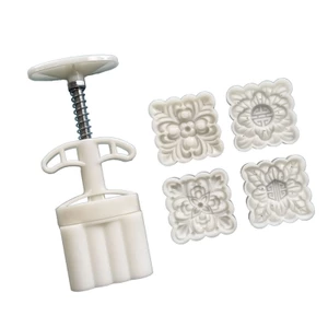 Lễ hội Mya Máy làm bánh trung thu Họa tiết hoa vuông Khuôn bánh trung thu Tem bánh quy