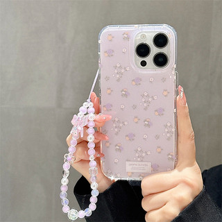 Màu tím hoa lấp lánh + vòng tay cho iphone17 16promax 15promax 14 / 13 / 15 / 16 17pro iphone13 TPU mới chống bụi