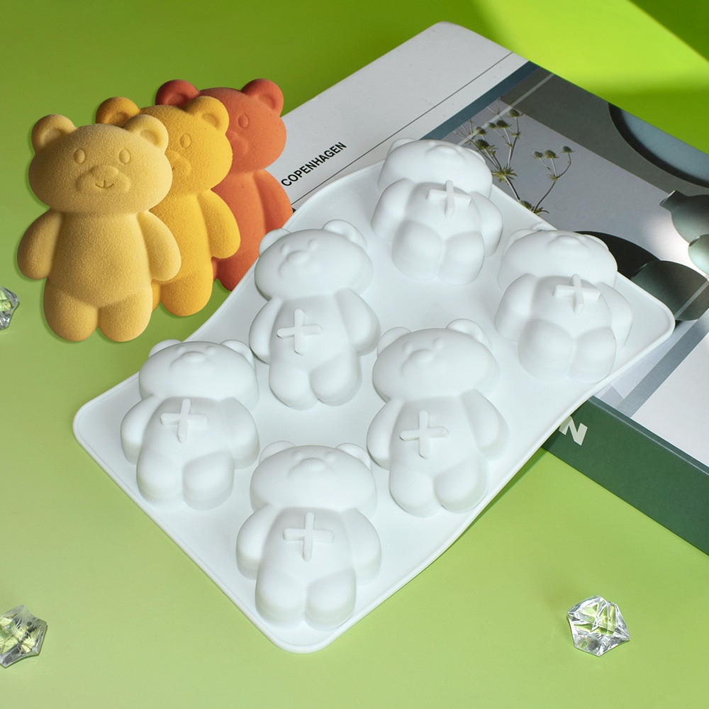 6 Khoang Gấu Mousse Bánh Khuôn Silicon Ngày Lễ Tình Nhân Gấu Bông Khuôn Socola Trang Trí Bánh Khuôn DIY Dụng Cụ Nướng Bánh