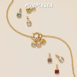 Vòng cổ Thép Titan DIY Màu Birthstone Mặt dây chuyền 12 tháng Vòng cổ nữ Màu vuông Zircon DIY Mặt dây chuyền + Dây chuyền