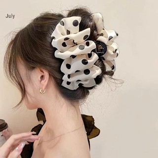 Kẹp móng vuốt tóc nơ lớn Julyhot Polka Dot - Kẹp hai mặt Massivedeals