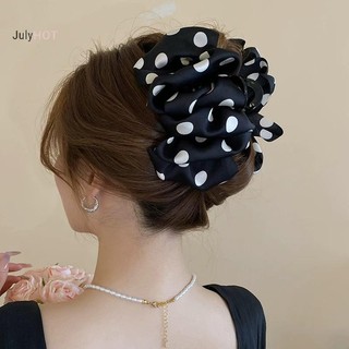 Kẹp móng vuốt tóc nơ lớn Julyhot Polka Dot - Kẹp hai mặt Massivedeals