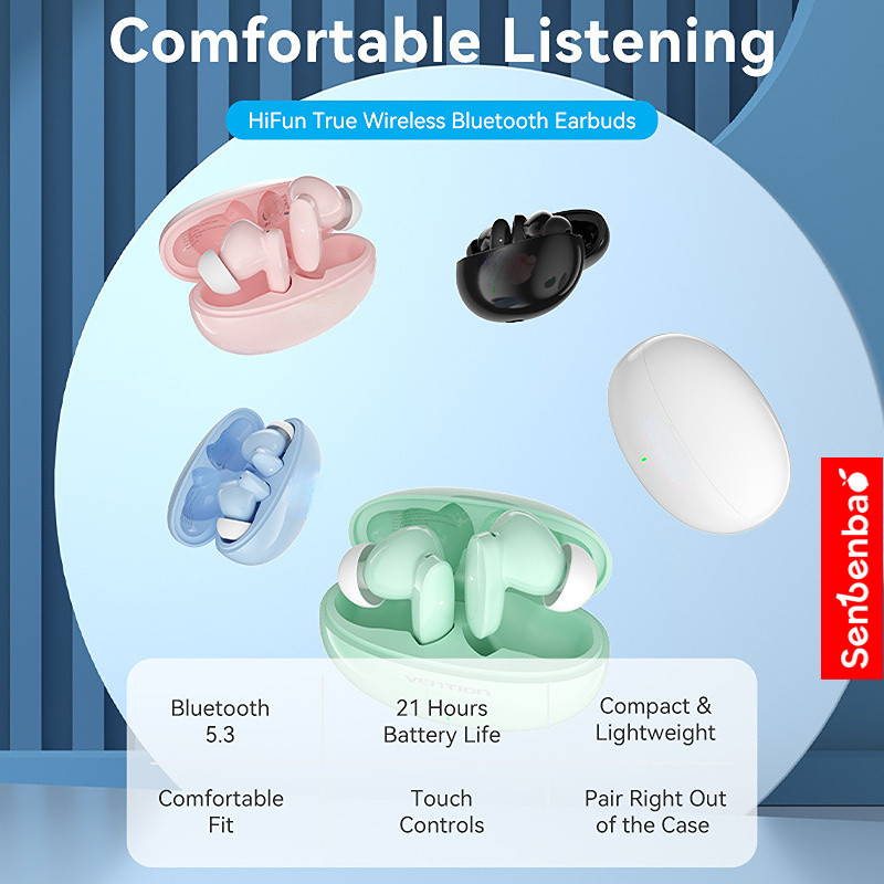 Senbenbao S90 Bluetooth 5.3 Tai nghe nhét tai không dây Tai nghe khử tiếng ồn thông minh Chơi game thể thao chống mồ hôi Micrô tích hợp Điều khiển cảm ứng Tai nghe không dây thực sựTWS