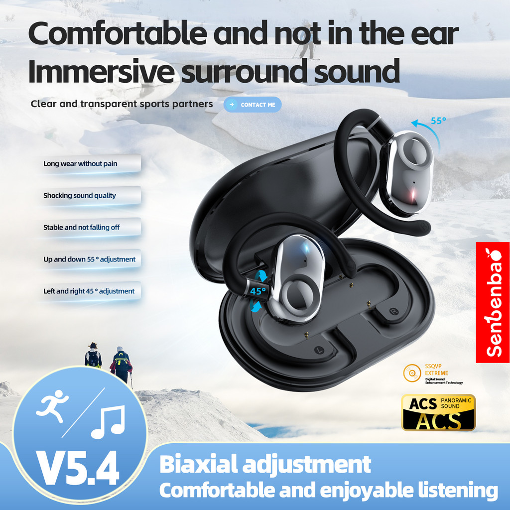 Senbenbao Original JM18 Tai nghe thể thao Bluetooth không dây 5.4TWS Micro khử tiếng ồn HiFi chống nước cho đèn LED phân tán