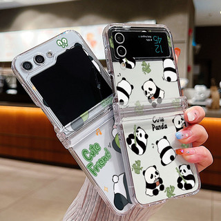 Phim Hoạt Hình Họa Tiết Gấu Trúc Trong Suốt Ốp lưng Samsung Galaxy Z Flip 6 Flip 5 Flip 4 5G Full Bản Lề Trong Suốt Cứng PC Gấp Ốp Lưng Samsung Z Flip6 Flip5 Flip4 Flip3